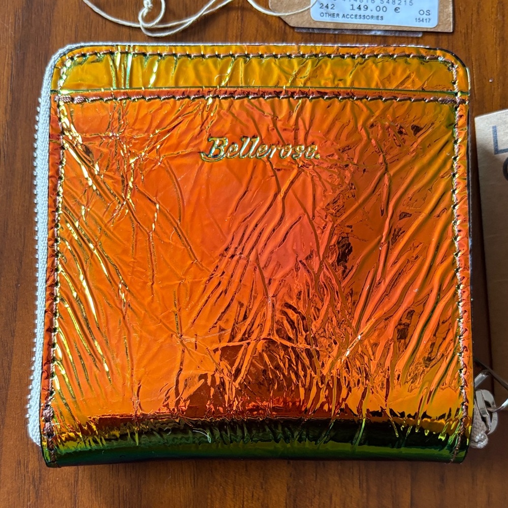 New Bellerose Orange Holographic Wallet in Leather